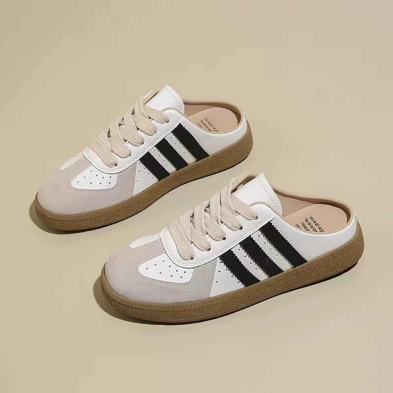 Women's 2025 spring and summer style, retro leather thick sole, no heel, lazier shoes
