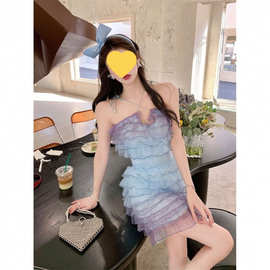 纯欲御姐范轻熟名媛气质修身包臂网纱吊带连衣裙女2025年夏季新款