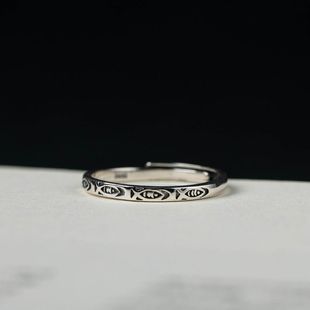 Koi fish has everything you need in your hand, good luck, retro sterling silver adjustable ring, niche ring, open ring, couple gift