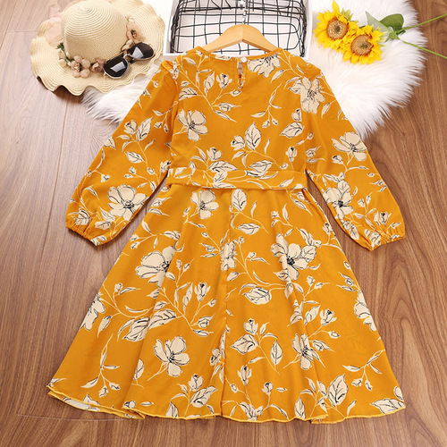 Little Girls Spring Dress 2024 Autumn New Middle Kids Dress Retro Long Sleeve Princess Dress Foreign Trade Children's Clothing Wholesale