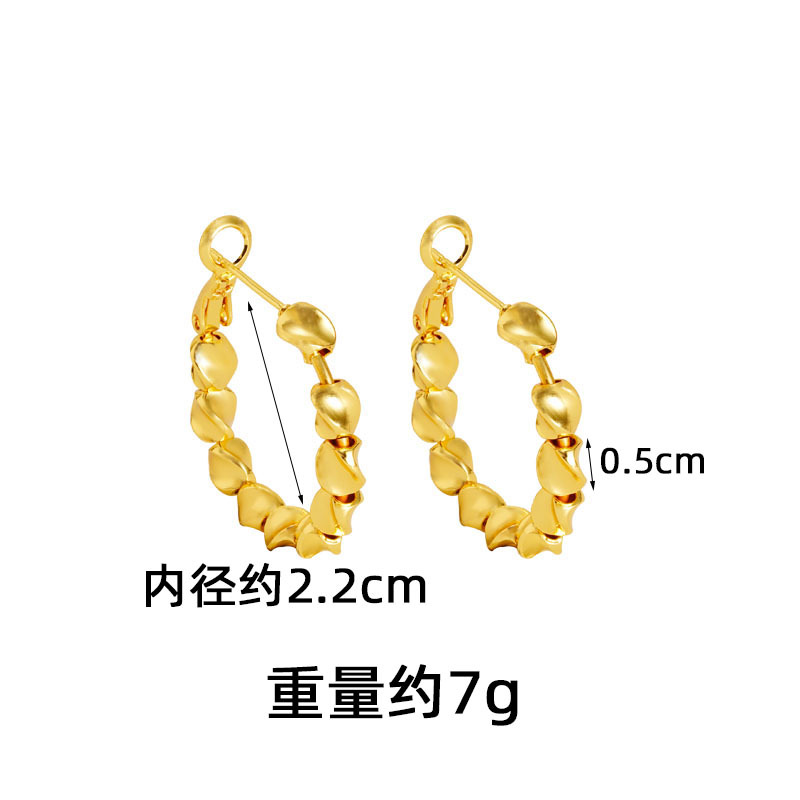Nuevos pendientes de oro de arena vietnamita de estilo coreano estilo ins aretes de textura geométrica diseño femenino sentido durante mucho tiempo joyería de color