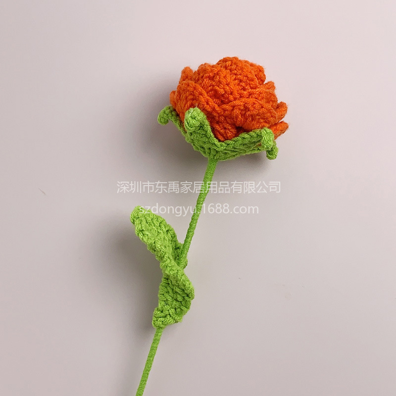 玫瑰花编织花束假花手工钩针仿真花毛线花朵成品情人节教师节礼物|undefined