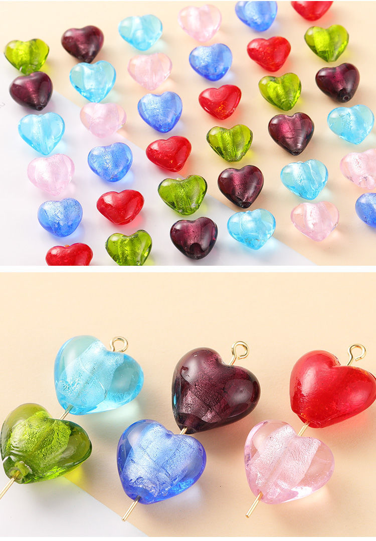 10 PCS/Package Glass Heart Shape Beads display picture 1