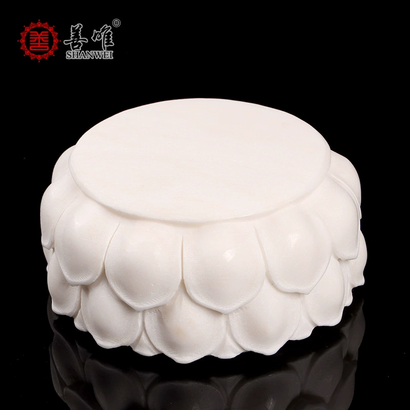 Fangshan Han white jade stone carving jade stone stone circular lotus fragrance furnace cemetery worship sacrifice Lingtang household ornaments