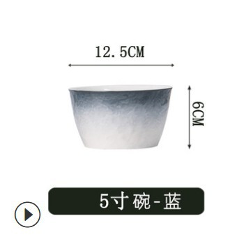 INS vajilla nórdica tazón de cerámica creativo hogar tazón de arroz tazón de fideos instantáneos gradiente personalizado patrón de piedra tazón de ensalada de frutas