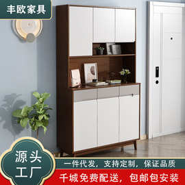 北欧原木风两门三门鞋柜高立式家用入户门玄关柜入户鞋柜收纳柜子