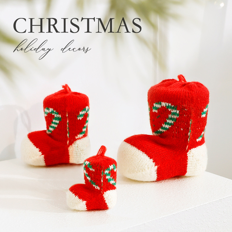 Amazon nueva Navidad mini calcetines de Navidad colgante decoración del árbol de Navidad botas de color colgante al por mayor image 3