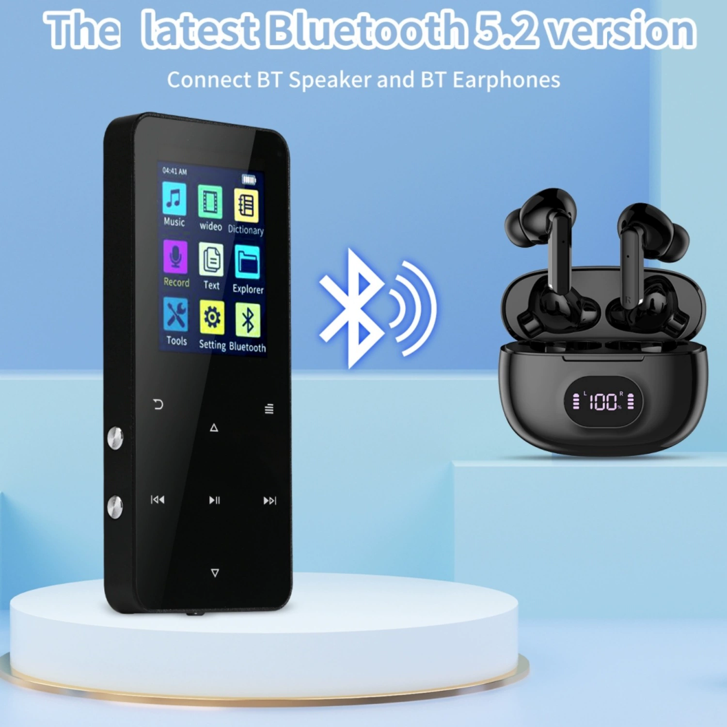 Металлический музыкальный плеер, MP3, Bluetooth, MP4, 8 ГБ