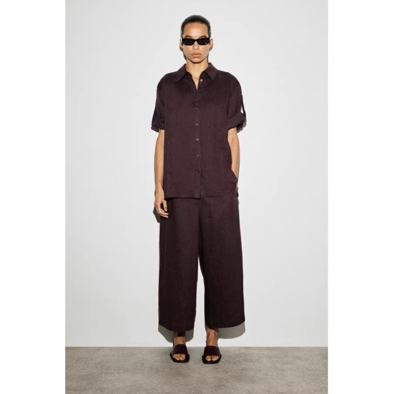 Cos Style Women's Fashion Mall Same Style Casual Fit Linen Wide-Leg Pants Navy Blue 2026 Summer New Casual Pants Cos Style Women's Fashion Mall Same Style Casual Fit Linen Wide-Leg Pants Navy Blue 2026 Summer New Casual Pants