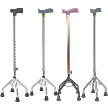 不锈钢拐杖老人铝合金拐扙老年四脚拐棍多功能四角防滑手杖伸缩扙