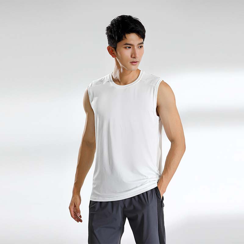 Verano de los hombres de maratón entrenamiento de secado rápido chaleco deportivo fitness sin mangas suelta transpirable chaleco en stock impreso