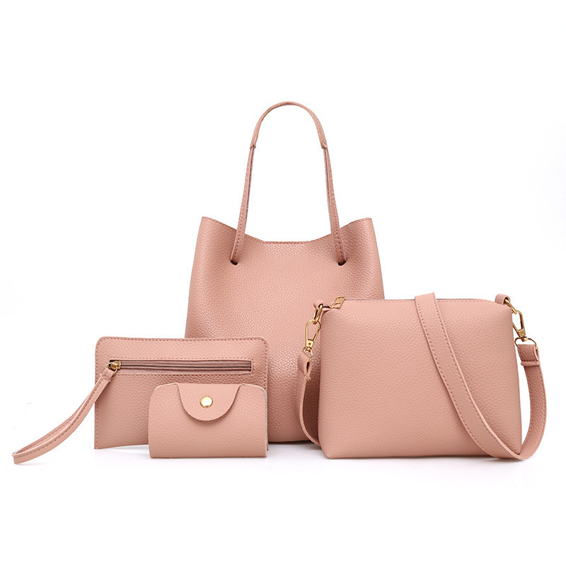2023 otoño nuevo lychee patrón bolso de las mujeres moda gran bolsa estilo coreano hombro portátil crossbody bolsa de cuatro piezas al por mayor