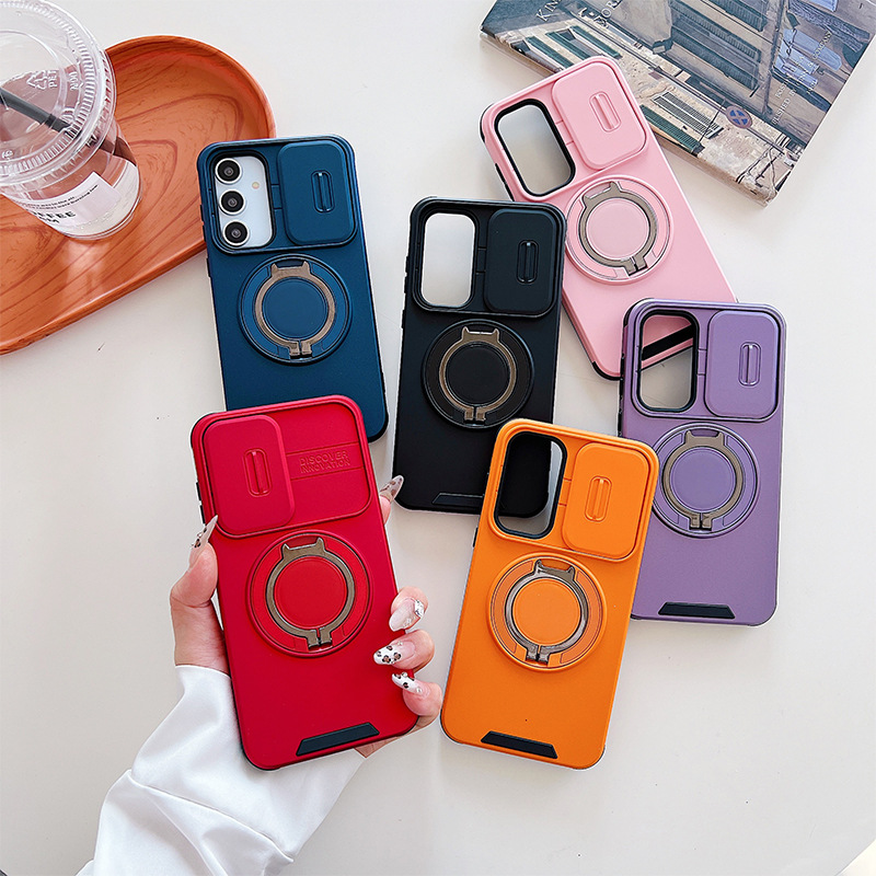 Suitable for Lingke Samsung A35-A55 Stand Pure Color High-End Simple Anti-Fall Stand Ring Protective Cover