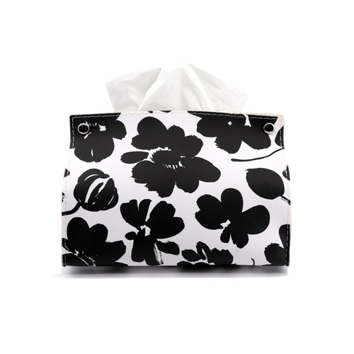 Desktop PU leather tissue box living room home creative flower tissue box car tissue bag face towel storage box