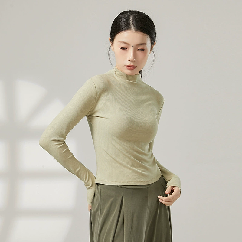 Современная танцевальная тренировочная одежда с полувысоким воротником с длинными рукавами