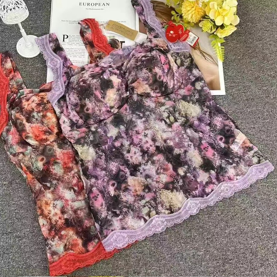 Nuevo encaje de alta calidad, chaleco de mujer sin anillo de acero, sujetador cómodo, ropa interior deportiva para dormir, mujer al por mayor.