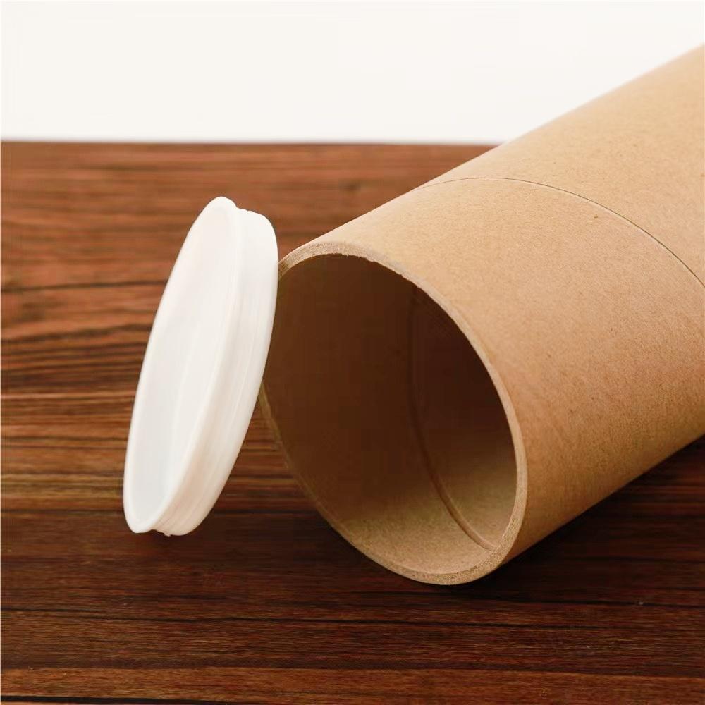Tubo de Cartón Kraft con Tapa de Papel Kraft Resistente a la Humedad para Empaque Expreso