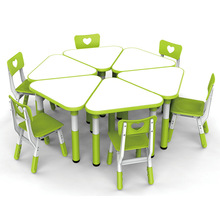 儿童木质桌可拼接刨花板桌幼儿园课桌椅游戏防火板手工三人三角桌