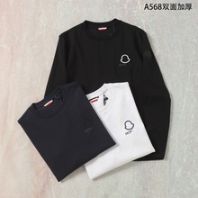 跨境专供欧货新款蒙家男士体恤衫潮牌M家圆领长袖t恤男套头打底衫