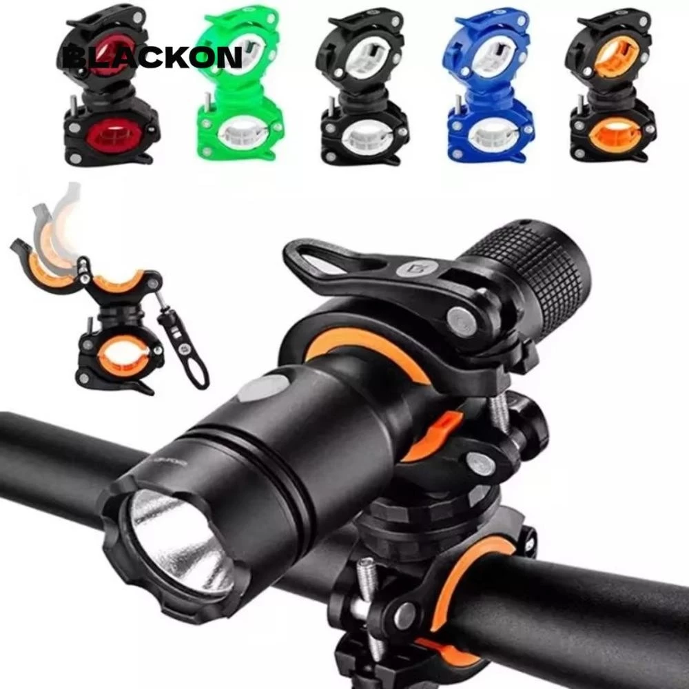 Motorcycle Bicycle Flashlight Holder Light Stand Night Riding Headlight Clip Rotatable Fixed Frame Lamp Holder Riding Accessories