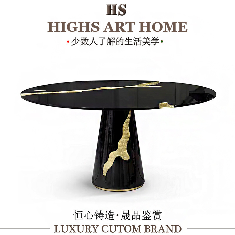 Bocadolobo Luxury Solid Wood Metal Gilt Creative Dining Table House Large Designer High-End Dining Table