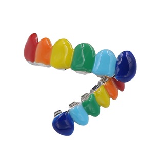 European and American style explosions new Amazon best selling hip-hop braces color drop teeth HIPHOP manufacturers supply