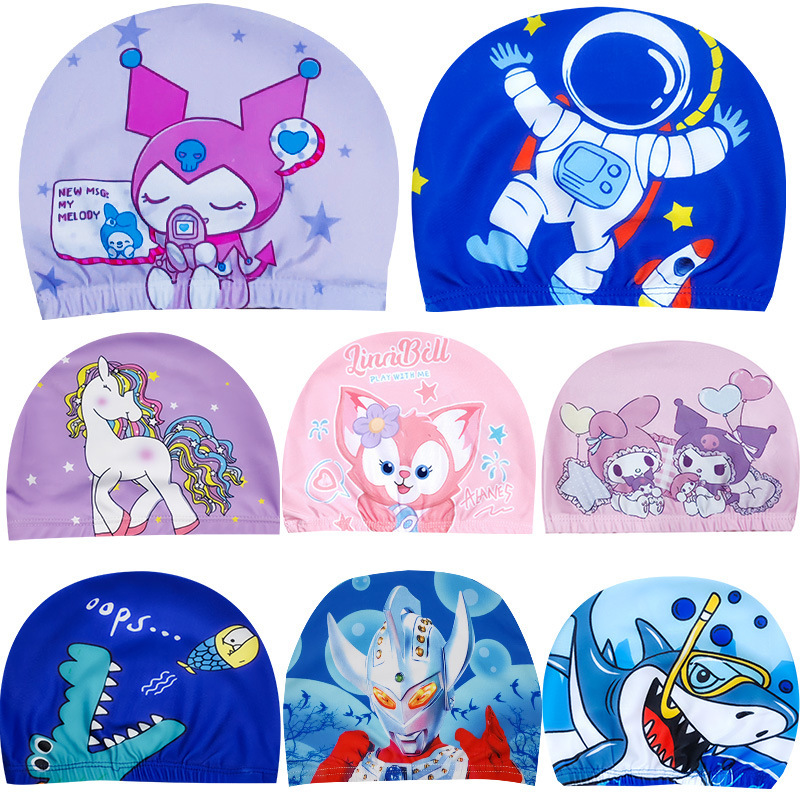 Children's Swimming Cap Cartoon Comfortable Ear Protection Girls' Boy's Cute Children's Big Children's Breathable Swimming Pool Swimming Cap