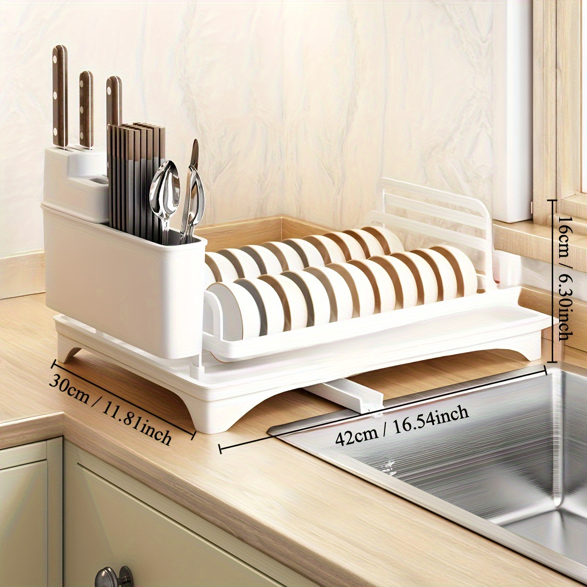 Rejilla de drenaje de cocina transfronteriza Rejilla para platos domésticos Rejilla para platos Rejilla para platos Rejilla de almacenamiento para cuchillos y tenedores Encimera Rejilla para secar cuencos