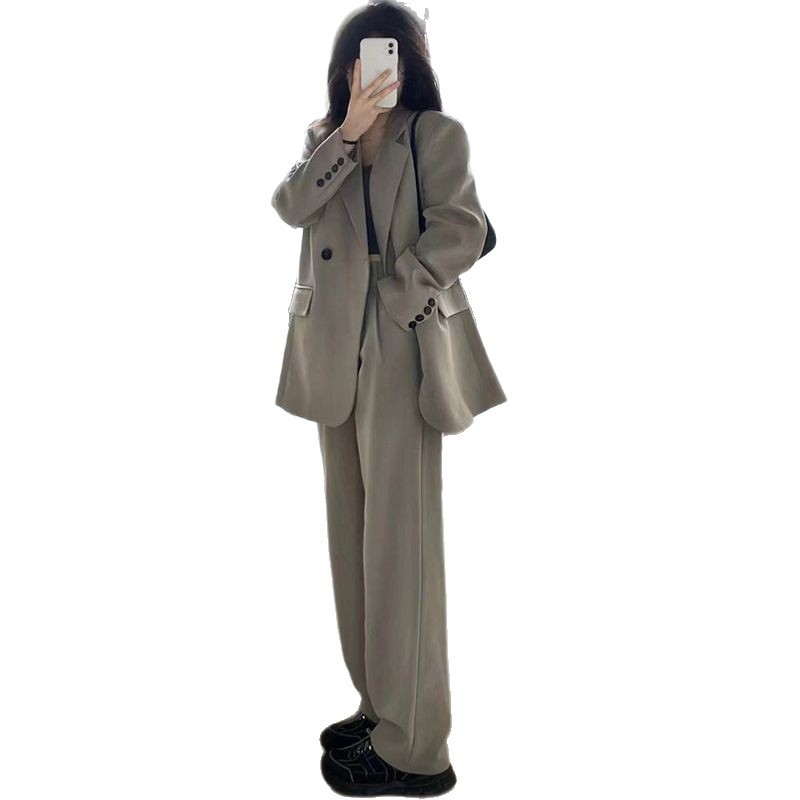 时尚休闲高级西装外套女2025秋冬新款韩版宽松显瘦两件套西服套装|undefined