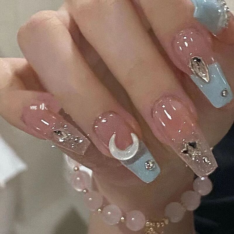 New Handmade Sailor Warrior Wearing Armor Sea Salt Macaron Clear Love Gradient Nail Art