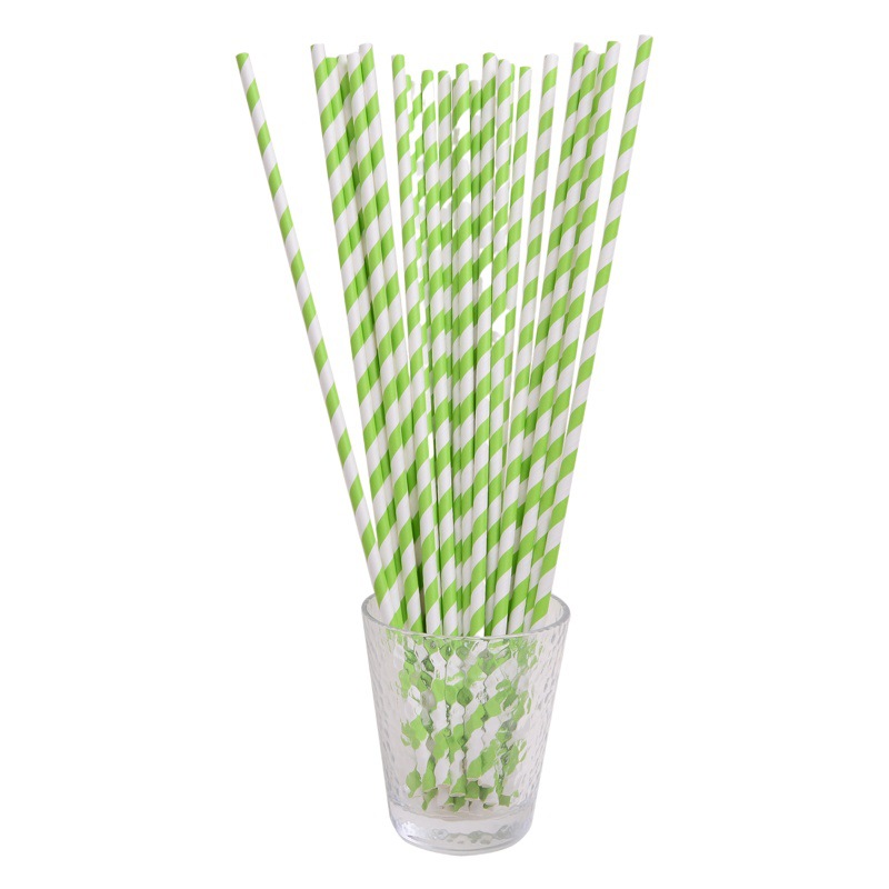 En stock venta al por mayor 6*350 paja de papel alargada Super larga paja de papel desechable raya degradable transfronteriza Yama