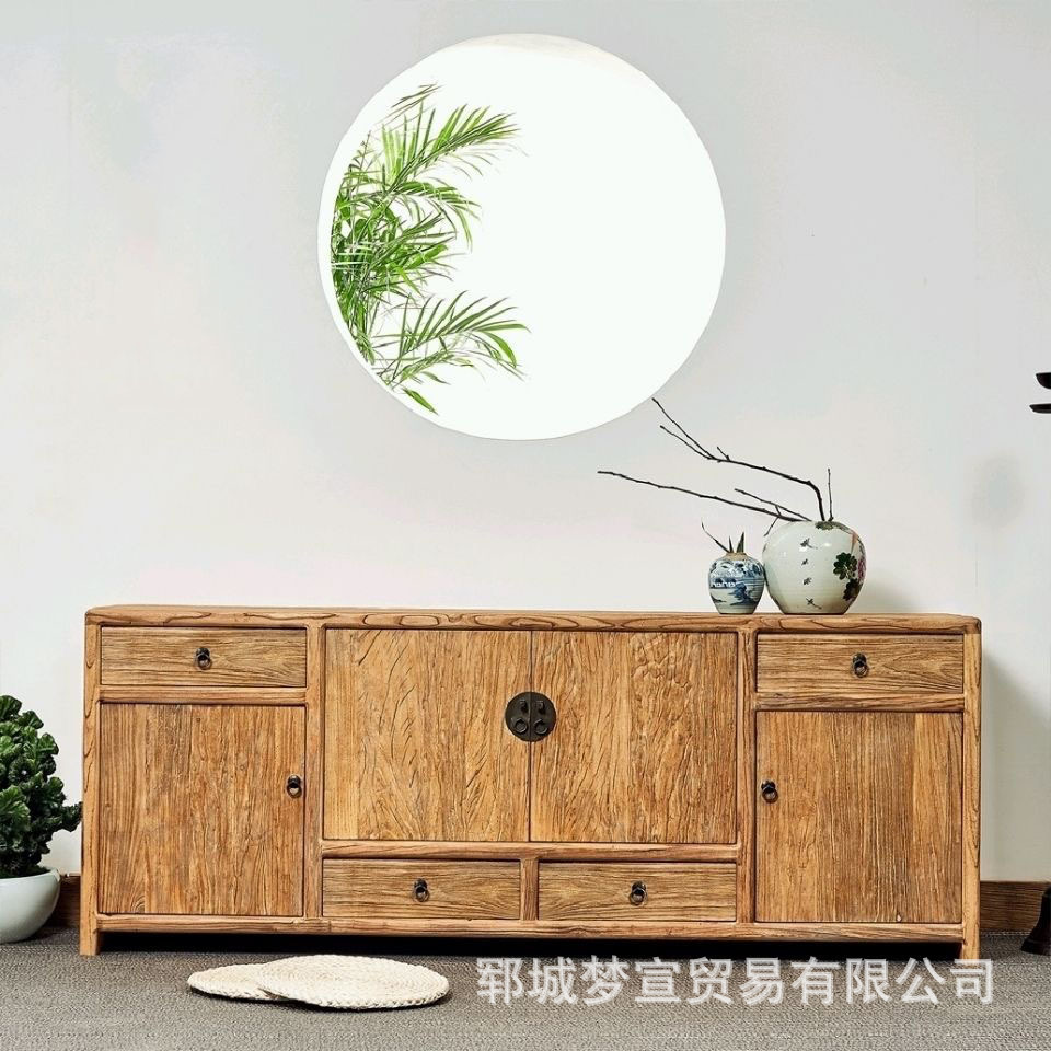 中式老榆木电视柜实木老门板储物柜家居客厅装饰影视柜落地电视柜