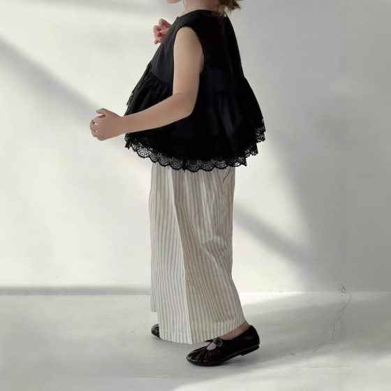 South Korea Children's Wear 25 Summer New Girls' Casual Striped Pants Children's Ins Style Loose Comfortable Stylish Pants