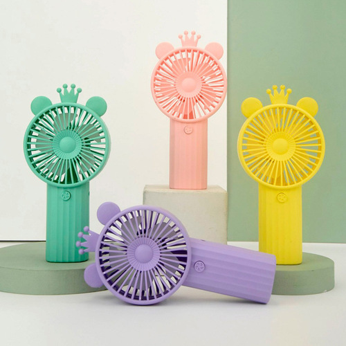 USB charging flower handheld convenient fan cartoon crown souvenir gift LOGO small fan factory direct sale