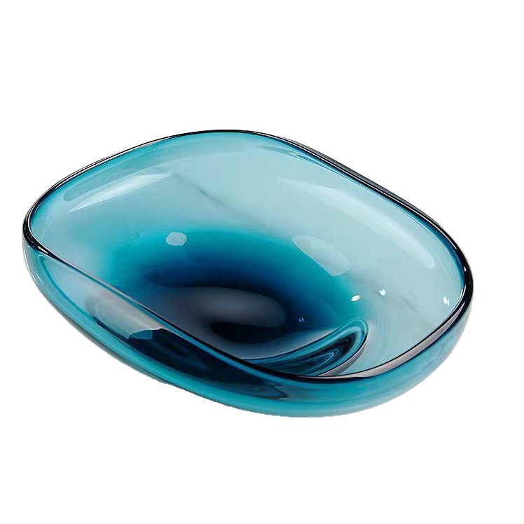 Plato de frutas de vidrio para el hogar de lujo ligero, mesa de centro de sala de estar para el hogar, decoración, mesa de comedor, bandeja de almacenamiento image 5