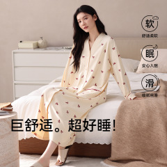 【抗菌莱卡棉】2025新款女士睡衣春秋季纯棉长袖开衫睡裙家居服潮