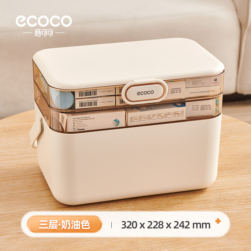 Caja de medicina doméstica de gran tamaño de Icoco, caja de medicina doméstica de gran capacidad, caja de medicina multicapa de almacenamiento de medicamentos de gran tamaño.