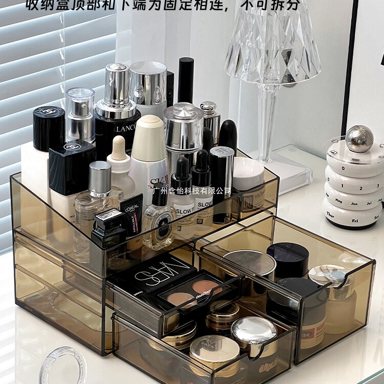 化妆品收纳盒亚克力梳妆台护肤品架子置物架桌面高级感透明口红盒|undefined