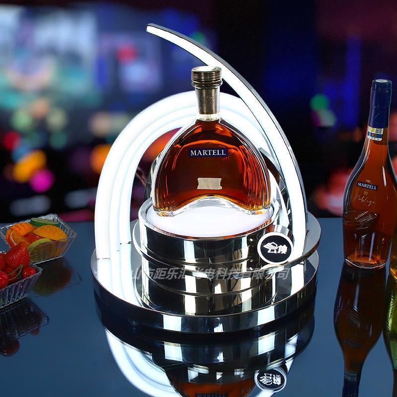 XO专用酒座led洋酒酒托酒吧KTV红酒展示架传酒器不锈钢发光酒架