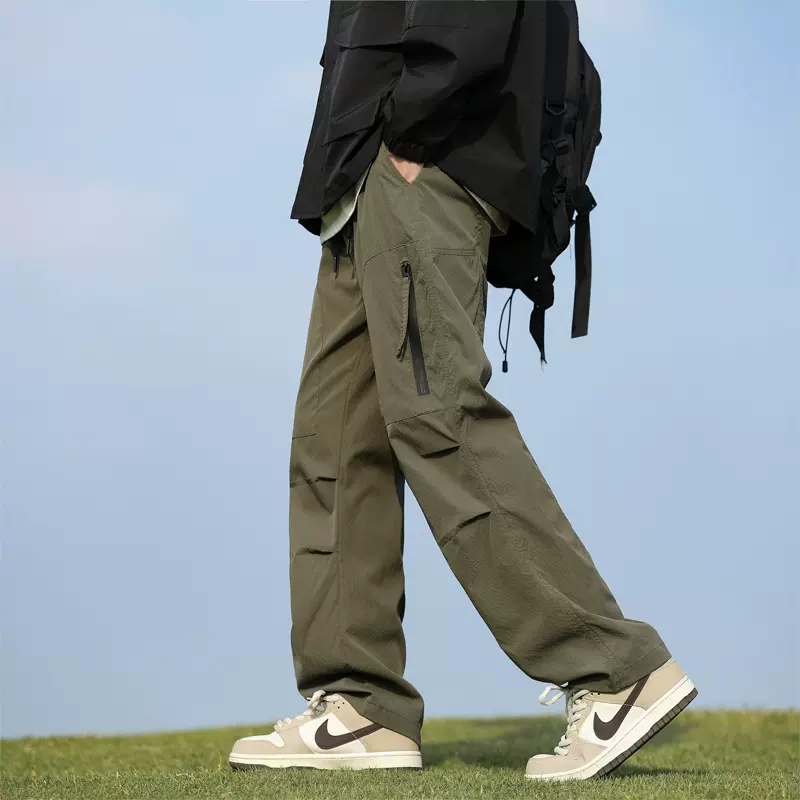 2025年男士秋季休闲运动裤潮牌直筒宽松美式大码垂感长裤子K2507