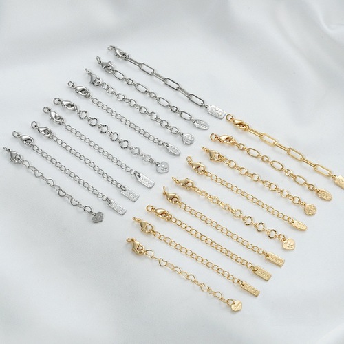 14K gold plated rectangular pendant oval pearl necklace bracelet tail chain handmade DIY jewelry accessories clasp extension chain