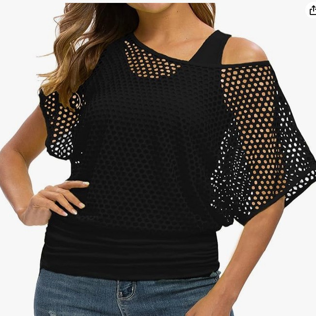Fishnet ojo camiseta (2-Piece Set)-05 Negro