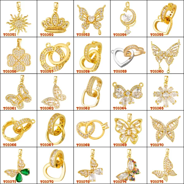 Online Celebrous Live Explosions Fashion Free-fitting Copper Micro-inlaid Zircon Double-ring Pendant Women's All-match Diy Accessories Without Chain