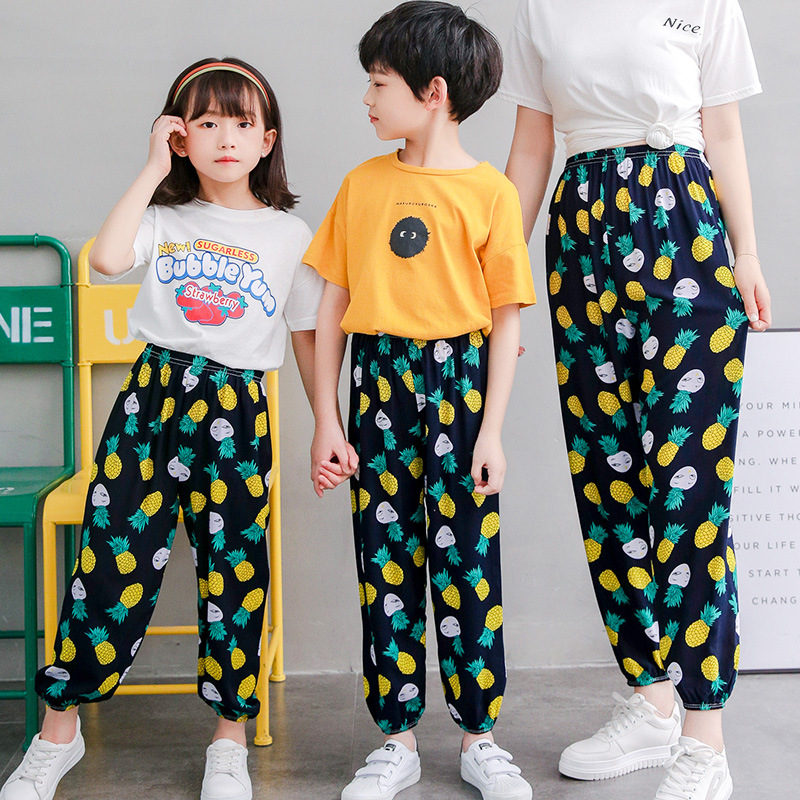 Nuevos pantalones a prueba de mosquitos para niños de verano Pantalones para padres e hijos pantalones a prueba de Mosquitos de algodón para niños Pantalones anchos para niñas bloomers algodón seda