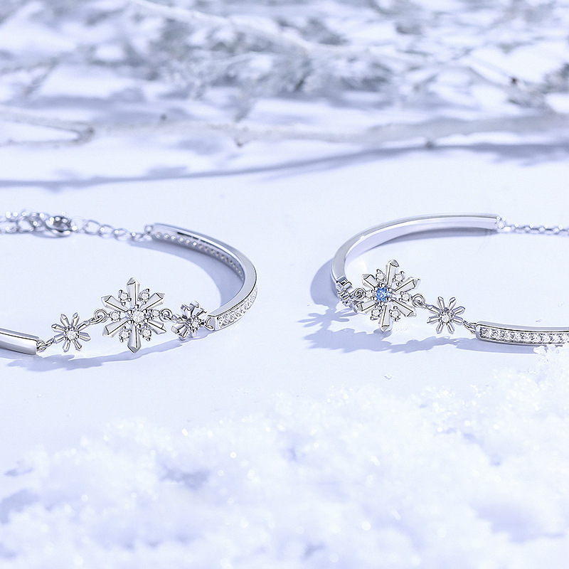 Snowflake Sterling Silver Bracelet Women 2022 New Niche Design Girls' Bracelet 520 Valentine's Day Gift for Girlfriend
