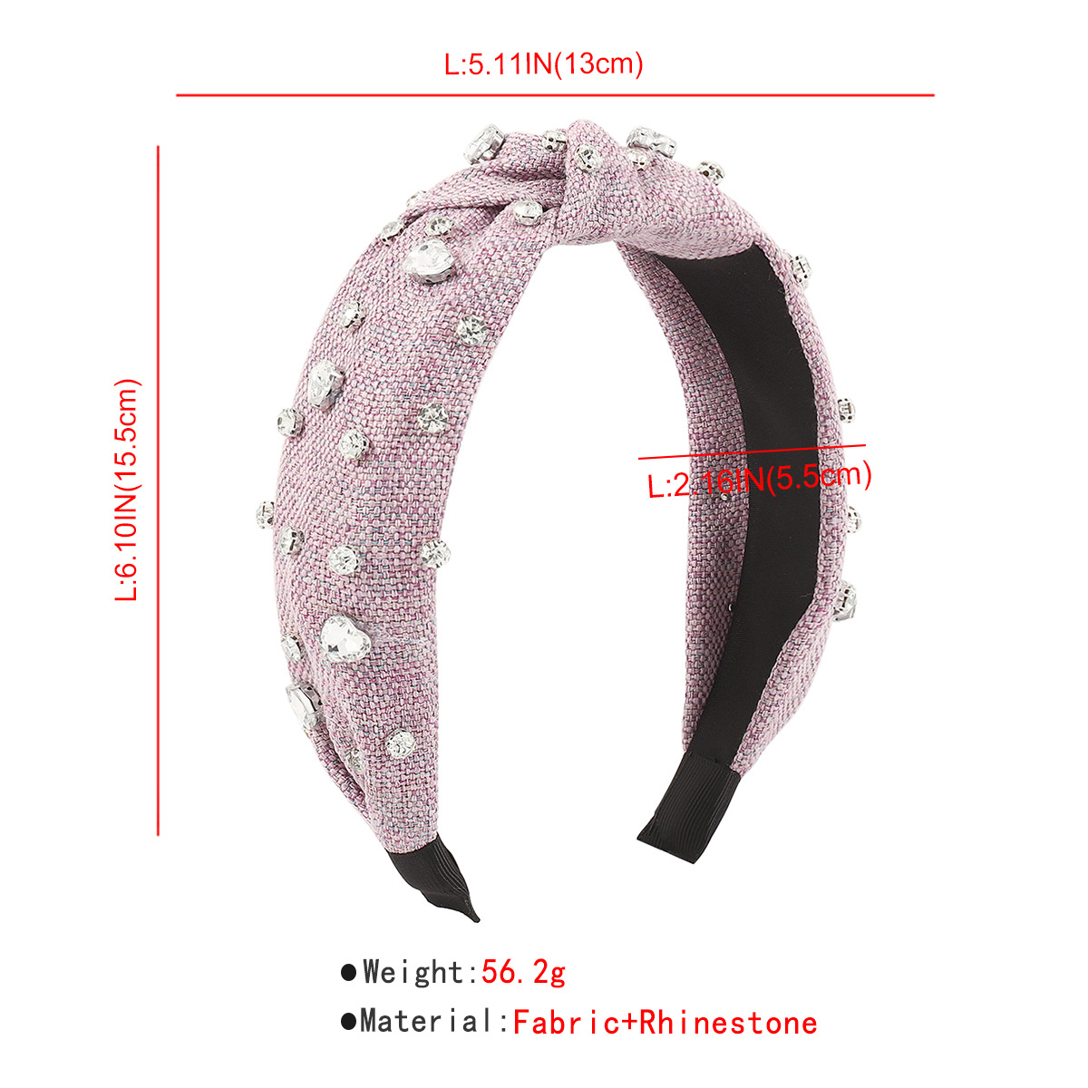 Fashion Heart Shape Solid Color Cloth Rhinestone Hair Band 1 Piece display picture 1