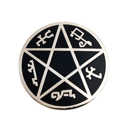 Devil's Trap Enamel Brooch Supernatural Lapel Pin Pentagram Badge Accessory Backpack Pendant Friend Gift (Yaxa sancaqları) - black