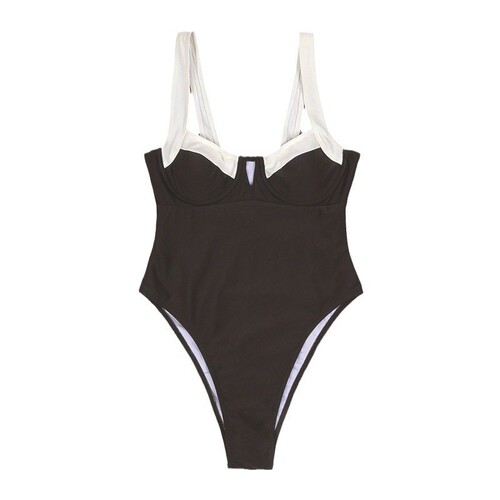 Women's European and American-style color-blocked, trendy, modest belly-covering bikini beach swimwear