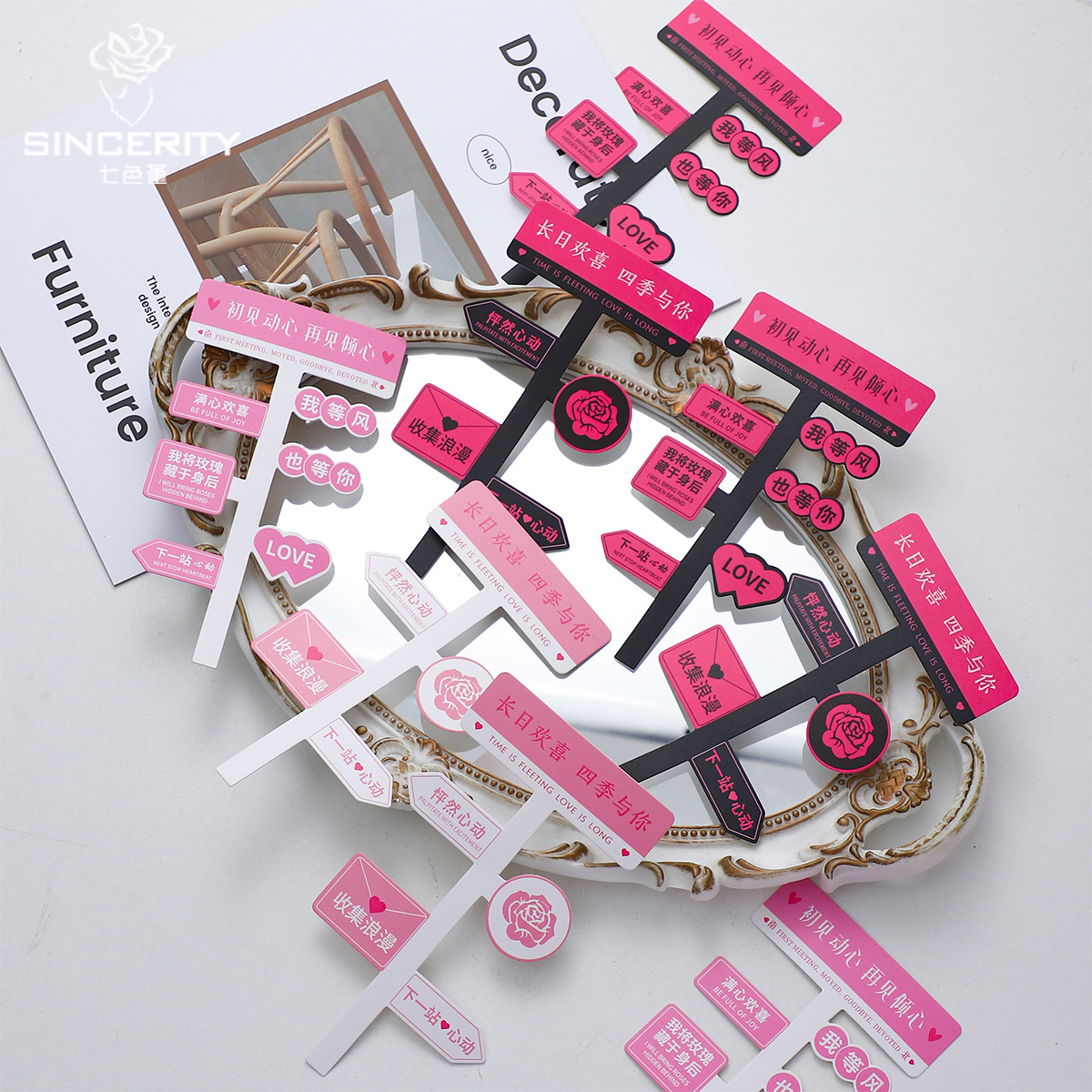 Nuevo paquete de flores de amor de siete colores, ramo de flores, tarjetas de regalo de San Valentín, materiales DIY