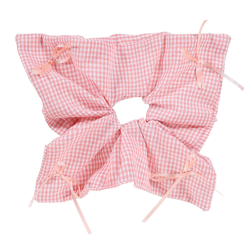 Rosa flor triturada anillo de cabello femenino de alta calidad encaje intestino anillo cuerda de cabeza bufandas de estilo pastoral banda de goma atar cuerda de cabello de cola de caballo